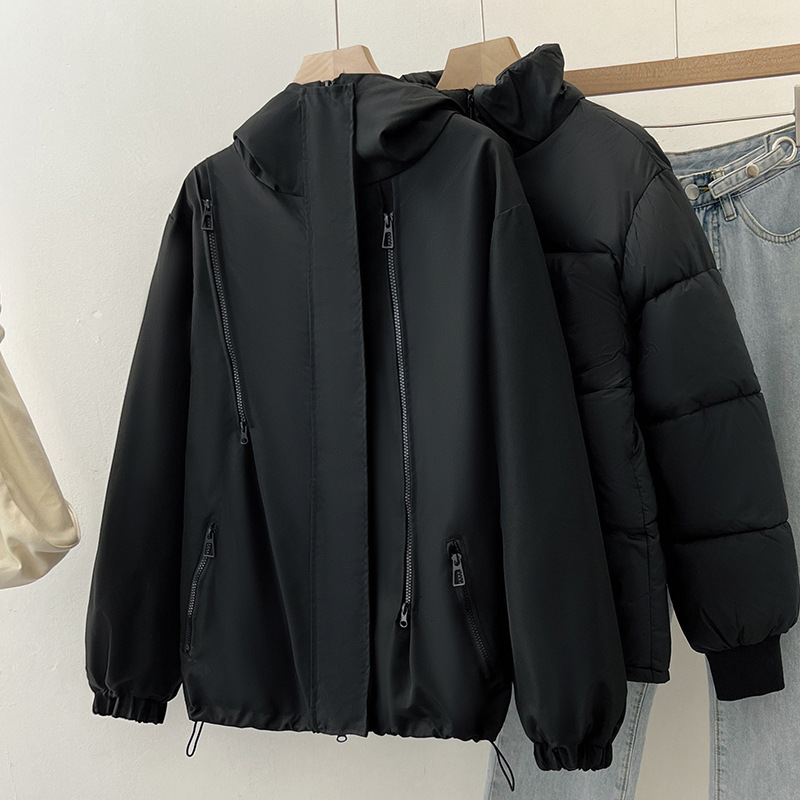 2024 nueva ropa de trabajo de plumón capa de algodón desmontable nueva capa de capuchón gruesa puede ser la misma ropa de algodón para hombres y mujeres delgada