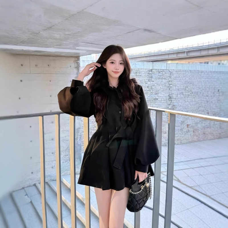 Chinese New Year Red Hooded Woolen Coat Women's Wholesale Purchase Design Sense Tie Waist Niche Elegant Woolen Coat