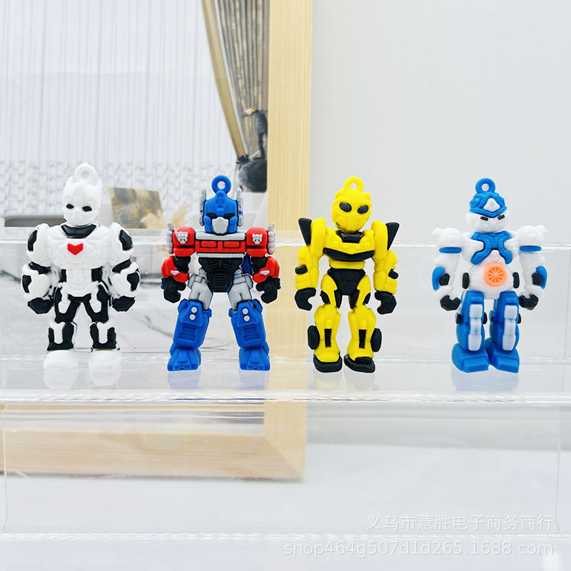 Cartoon Transformers Keychain Doll Pendant Mecha Human Keychain Pendant Dripping PVC Pendant Doll Machine