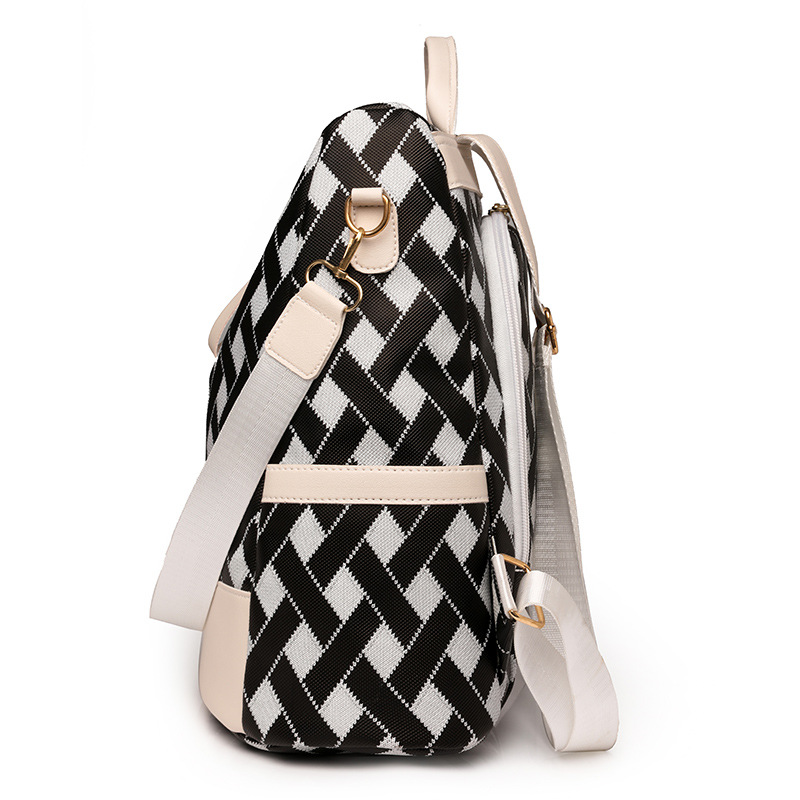 Mochila antirrobo de comercio exterior transfronterizo para mujer 2024 nueva moda color contraste mochila de viaje al aire libre mochila escolar de nailon de doble uso