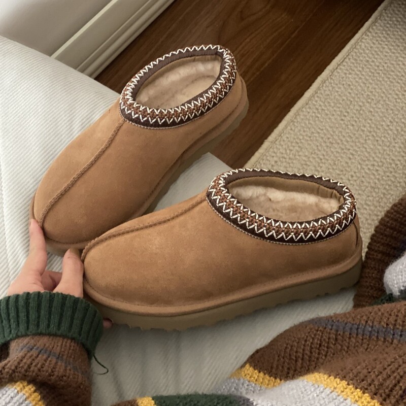 Shanpo Sheepskin Integrated Lazy Slip-On Snow Boots Winter Closed-Toe Slippers Thick-Soled Warm Lightning Same Style