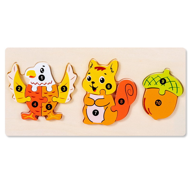 Niños transfronterizos, animales, verduras, frutas, cadenas alimentarias, rompecabezas tridimensional, rompecabezas para bebés, rompecabezas de combinación, juguetes de madera