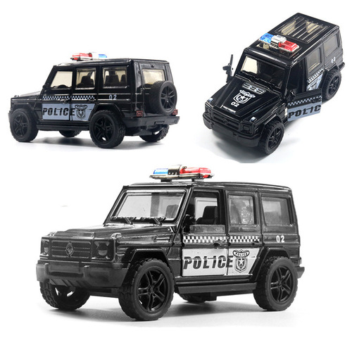1:36 Ben Alloy Off-Road Police Car Model Male Open Door Pull Back Jeep Toy Car Cake Ornament Decoration