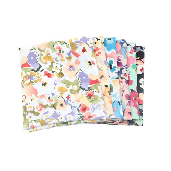Fashion flower silk printed polyester fabric chiffon printed fabric 100d four-sided stretch clothing fabric