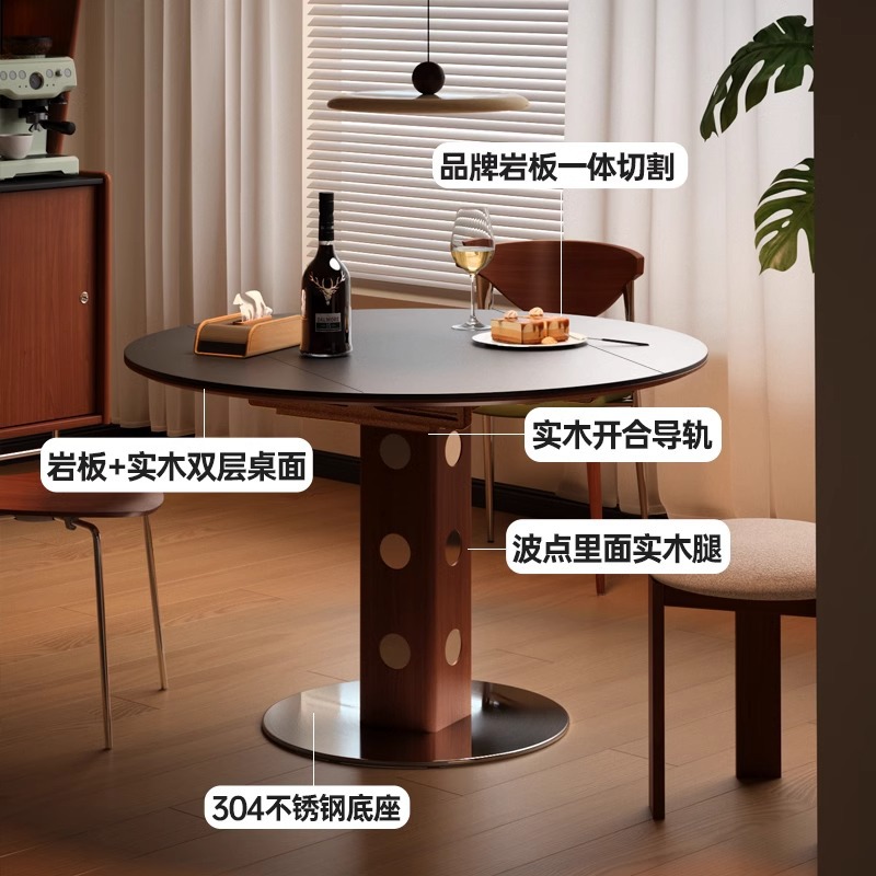 Medieval estilo de madera sólida bolsa de casa función mesa de comedor pequeño hogar ligero de lujo minimalista mesa Berg mesas redondas plegables