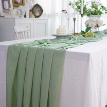 5ZV7批发森系绿色ins甜品台桌布雪纺 婚礼庆宴会布置背景装饰拍摄