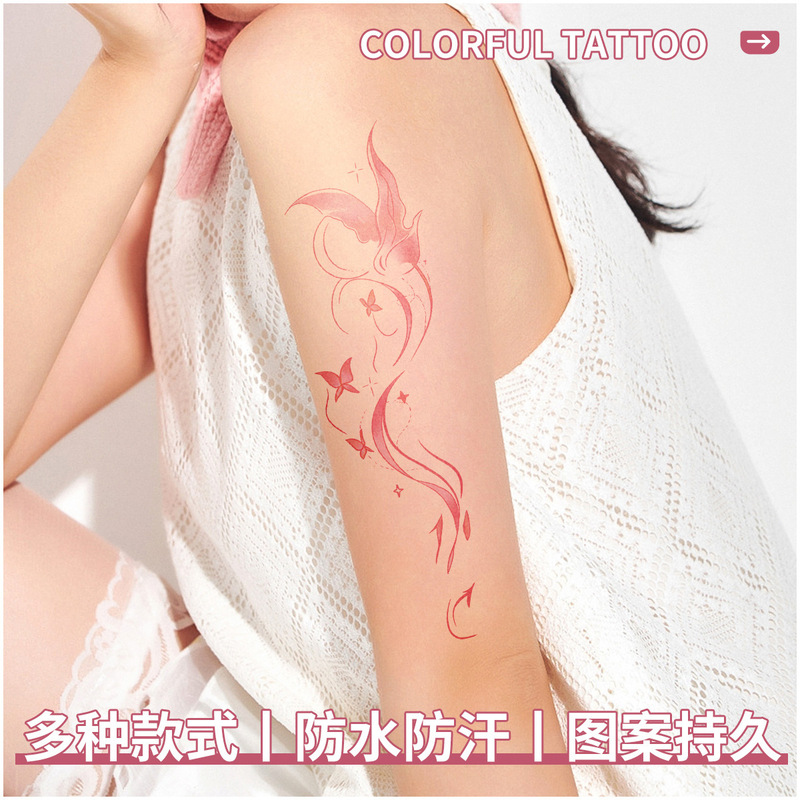 Dopamine Butterfly Colorful Tattoo Beautiful Long-Lasting Ins Waterproof Semi-Permanent Arm Fresh Sweet Cool Body Stylish