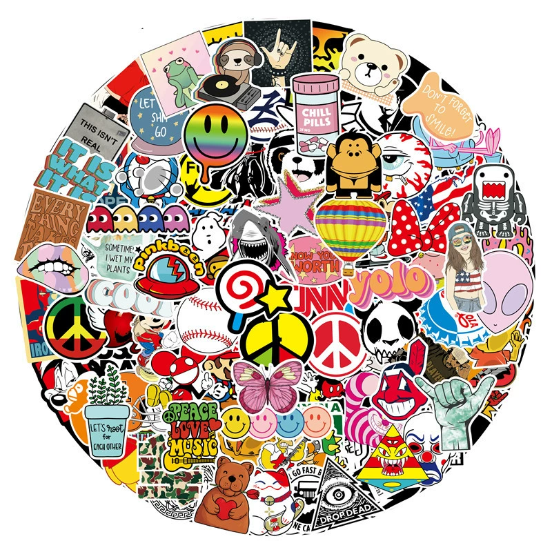 Sticker Pack City Style Graffiti — PVC Printed, 100 Unique Patterns, Assorted A–J Sets