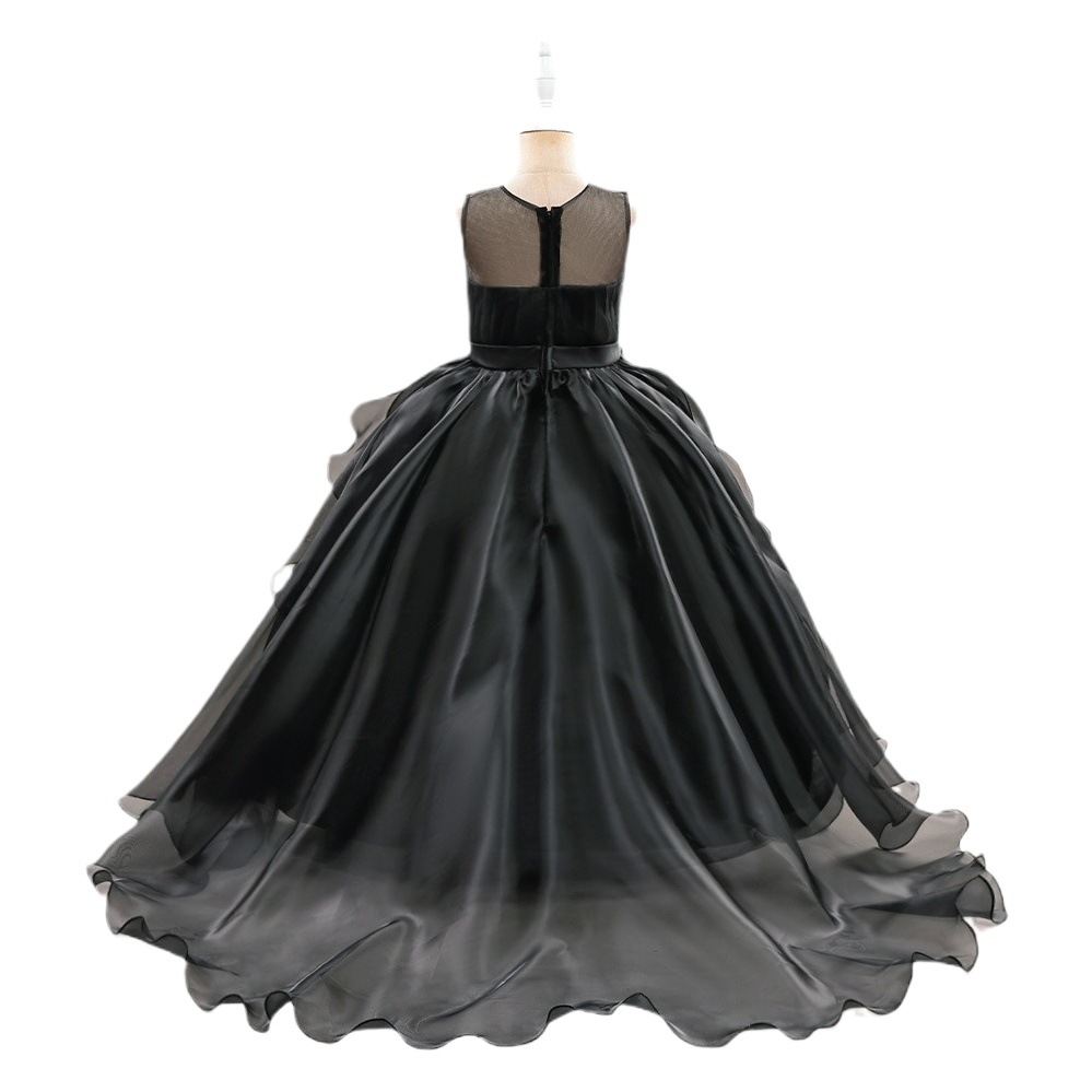 Vestido de princesa occidental para niños hilados esponjosos vestido de noche de pasarela para niñas que se arrastra niña anfitriona traje de piano