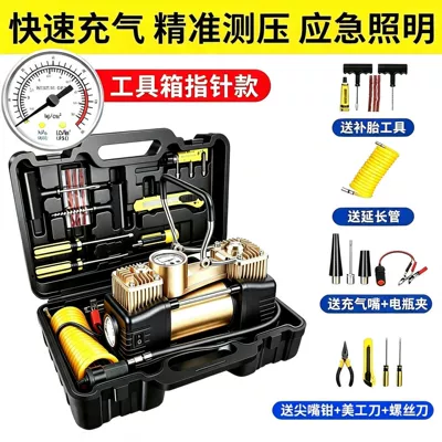 Hava nasosu dual-cylinder high-pressure high-power portable - mechanical-tool-box-model-iron-handle-gold-color