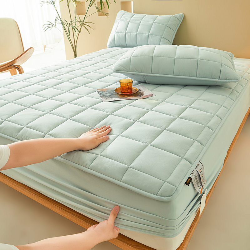 2024 nuevo estilo suave y agradable para la piel de algodón de doble cara cubierta de cama a prueba de polvo cubierta protectora de colchón acolchado con todo incluido cuatro estaciones