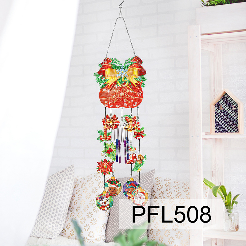 Fábrica directa pintura de diamantes alrededor de flores y pájaros dibujos animados colgando placa decorativa campana de viento transfronteriza atrapadora de sueños decoración interior de pintura de diamantes