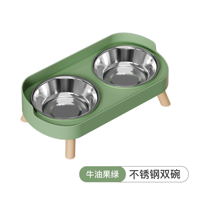 Tazón para gatos, el lavabo para mascotas no es fácil de volcar, el protector para el cuello, el tazón doble, el agua, la comida, el tazón doble, el tazón doble, el tazón de alimentación de acero inoxidable para mascotas