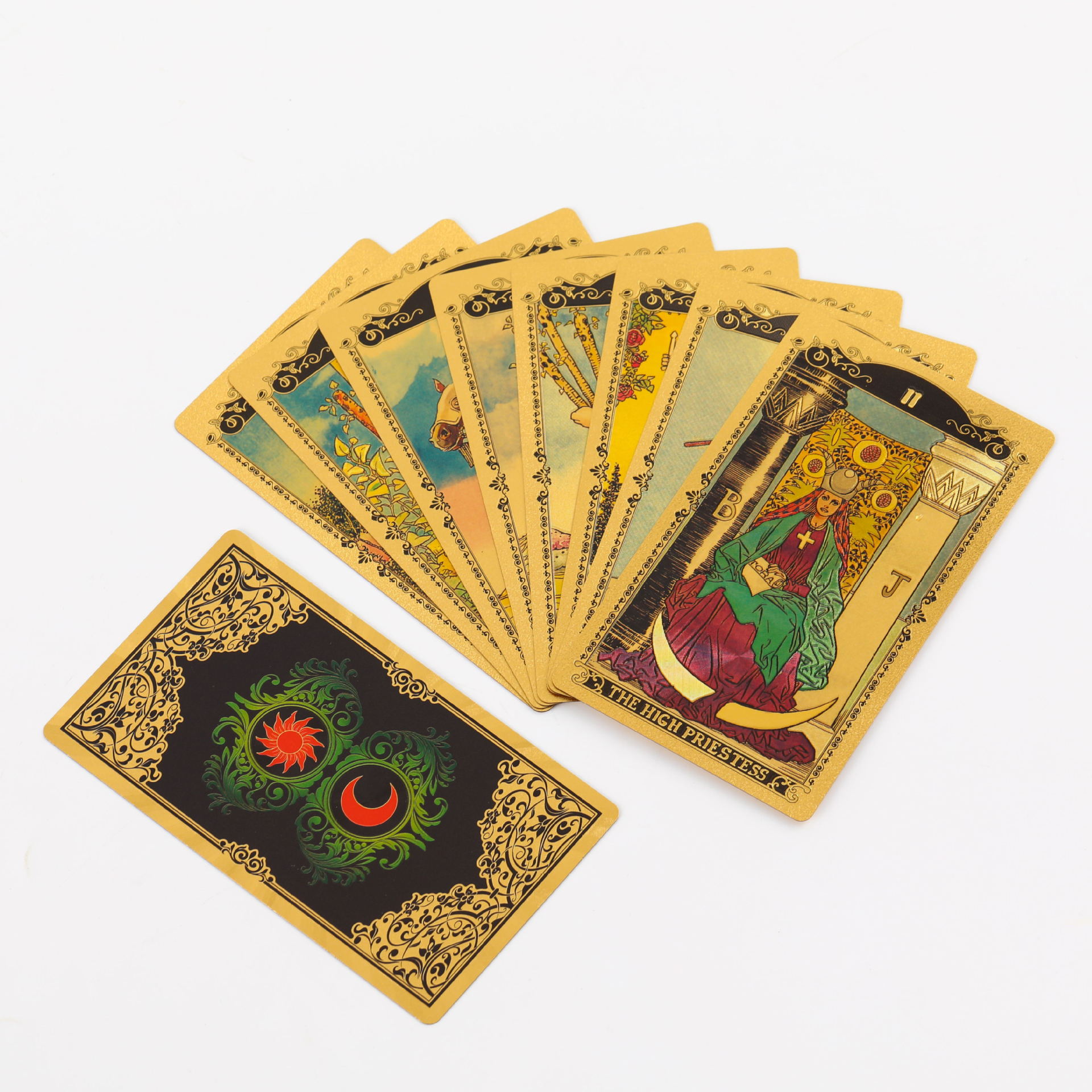 Tabuleiro de Tarô em PVC Plástico Impermeável com Estampagem em Folha Dourada e Cartas Personalizáveis._voghion.com