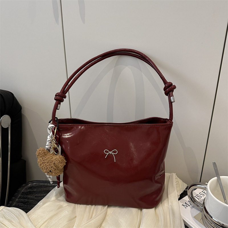 赤カバンレディース結婚カバン2025新作高級感大容量片肩トートバッグ高級感蝶結びレディース|undefined