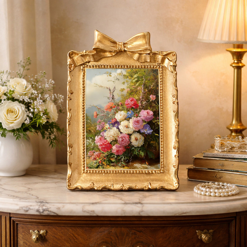 European-Style Bow-Shaped Resin Photo Frame Wall Hanging Decoration Photo Wall American Country Style Artistic Creative Entrance Mural