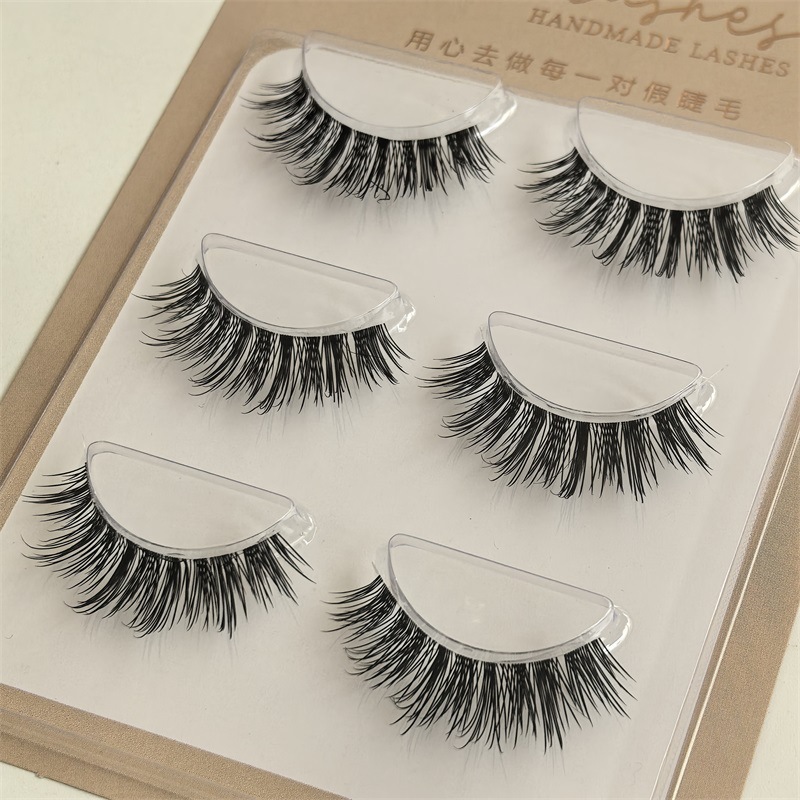 Ai Mo Pestañas postizas nuevas europeas y americanas, simulación gruesa, rizada, pelaje de varios niveles, tallo 3d esponjoso, hilo de seda fino, tallo transparente