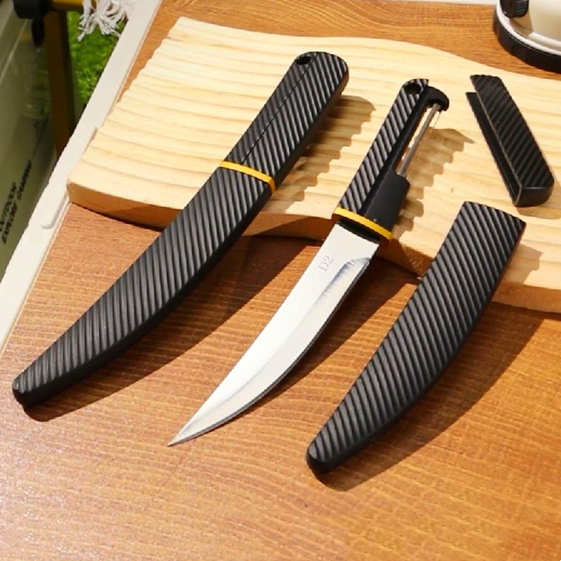 水果刀带鞘D2钢户外刀具钓鱼多功能瓜刨刀蒙古小刀手把肉刀削皮刀