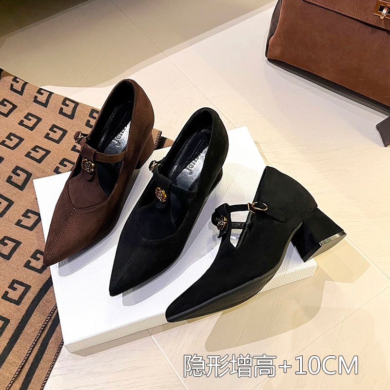 2026 nuevos zapatos franceses T-band Mary Jane zapatos de mujer de tacón ultra alto puntiagudo zapatos de mujer de tacones gruesos pequeño tamaño pequeño 33