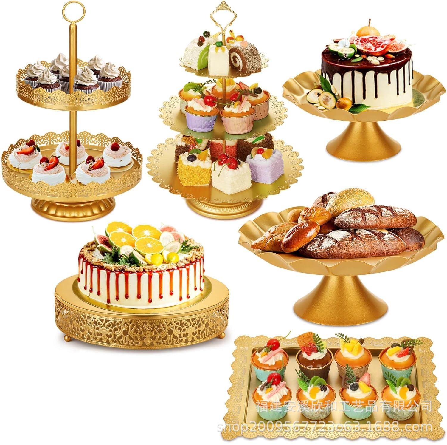 Creativo estilo europeo oro hueco estante de pastel de boda props mesa de postres decoración de postres tienda de postres refrigerio combinación de estante de pastel