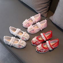 女童绣花鞋中国风儿童汉服鞋古装表演出布鞋民族风复古宝宝手工鞋