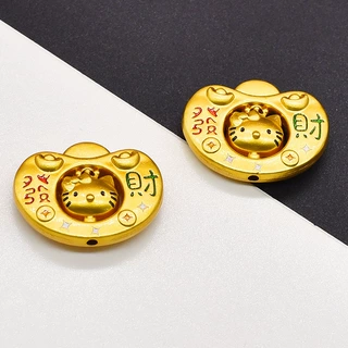 古法金高保色发财元宝招财猫隔珠如意挂坠钥匙扣车挂配饰品材料批