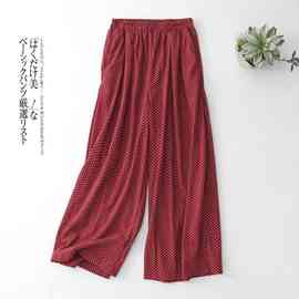 安可拉红波点灯芯绒裤子女2025秋冬季高腰显瘦百搭阔腿裤