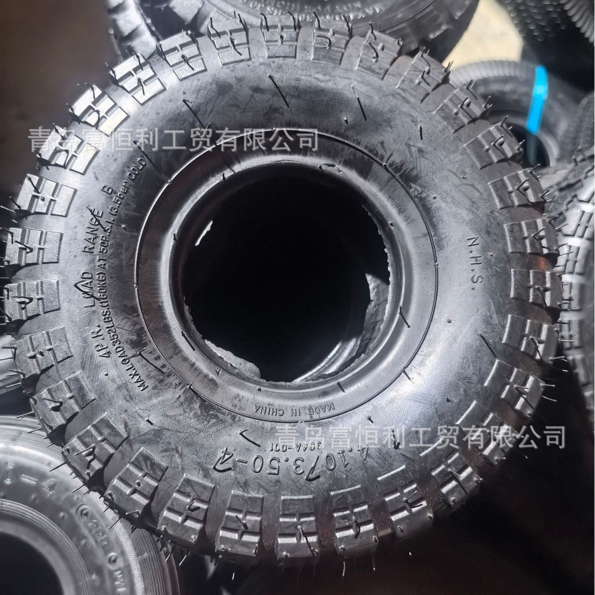 厂家直供4.10/3.50-4充气外胎10英寸大花手推车工具车橡胶轮子