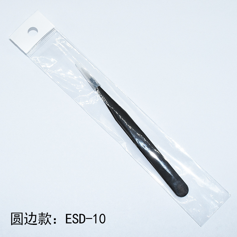 Pinzas de acero inoxidable para manualidades, pinzas puntiagudas para decoración de uñas, pestañas postizas, herramienta antiestática ESD-15 para bisutería.