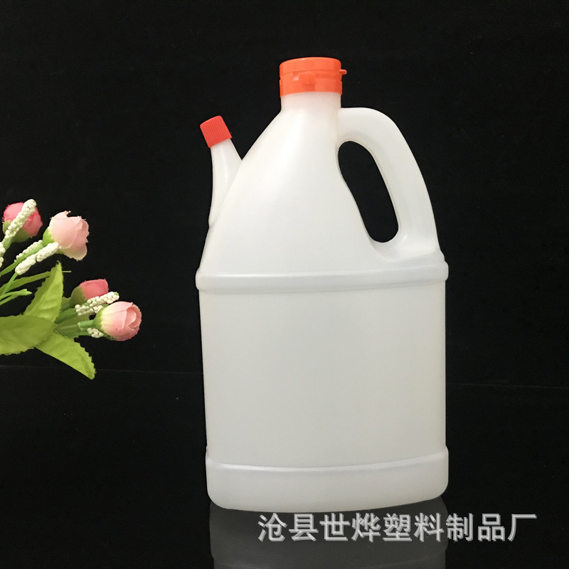 厂家供应1750毫升液体包装瓶白色压盖塑料桶1.75L手提塑料瓶