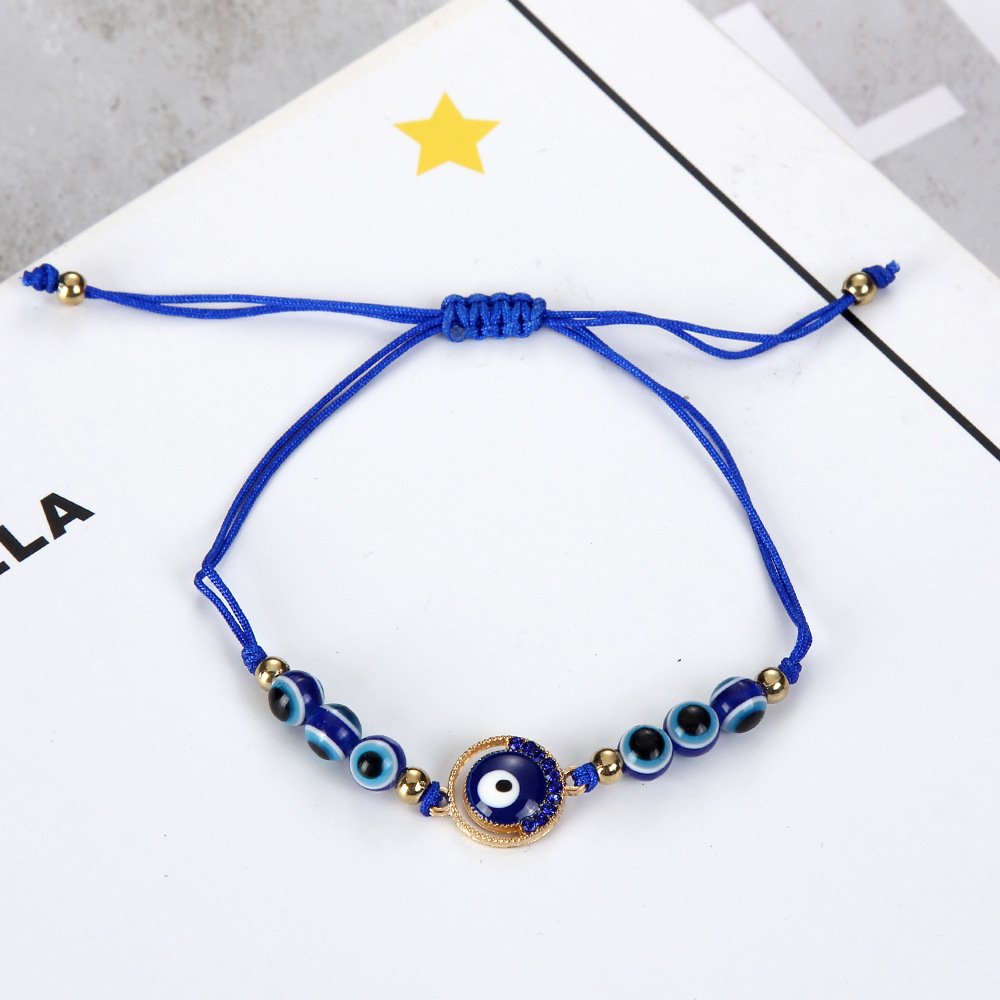 Cross-border new hot selling geometric Devil's Eye resin beaded woven bracelet 12 fashion friendship bracelets for women