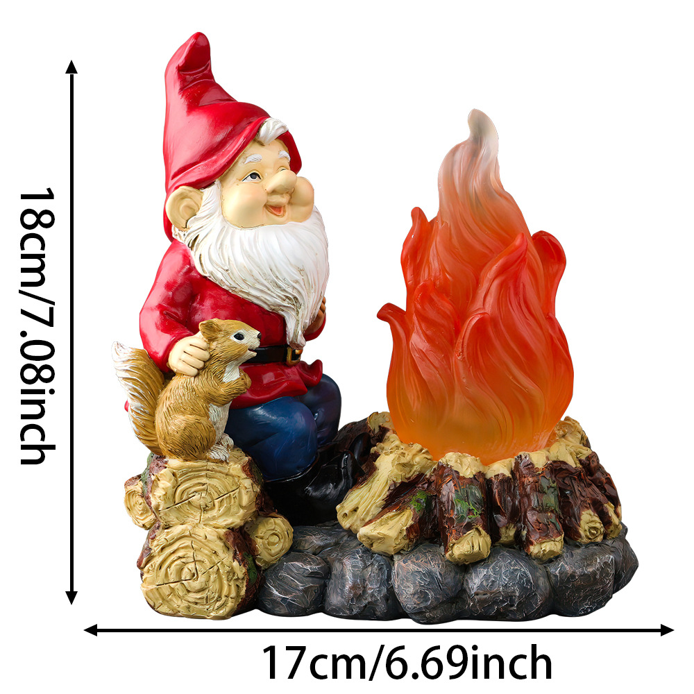  Outdoor Garden Cartoon Dwarf Elf Dwarf Fire Solar Resin Ornaments Courtyard Lawn Decoration