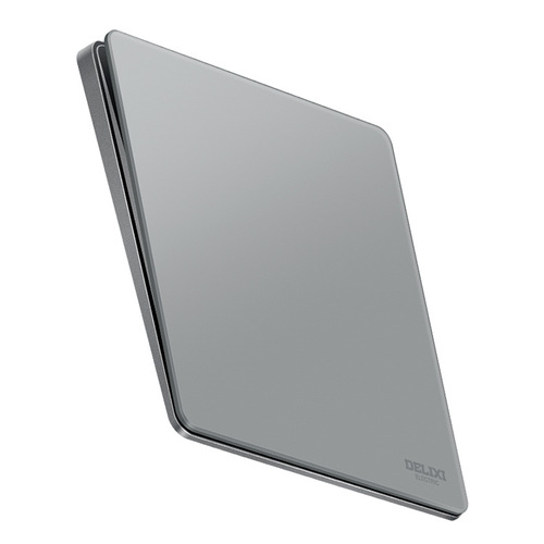 Delixi switch socket home concealed gray ultra-thin glass panel 86 type wall power supply with one opening and five holes