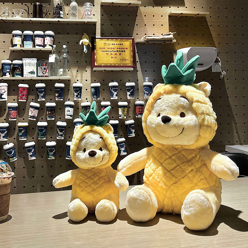 Internet Red Creative New Pineapple Winnie Pooh Bear Doll Cute Winnie Pooh Plush Toy Creative Puff Bear for Girlfriend