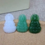 男女本命年玻璃仿玉翡翠笑面佛像观音吊坠配饰项链坠子配件
