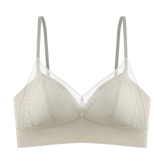 French Style Romantic Gone Triangle Cup Underwear Women's No Steel Rings Breathable Thin Small Chest Gathering Deep V Bra