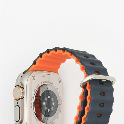 Applicable Apple Apple watch ultra8 Ocean Watch strap new pattern 49mm silica gel watch band Bicyclic