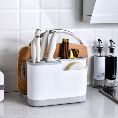 Kitchen knife rack storage shelf placed lid chopping board knife cutting board chopstick holder counter surface multi-functional wall-mounted integrated storage box
