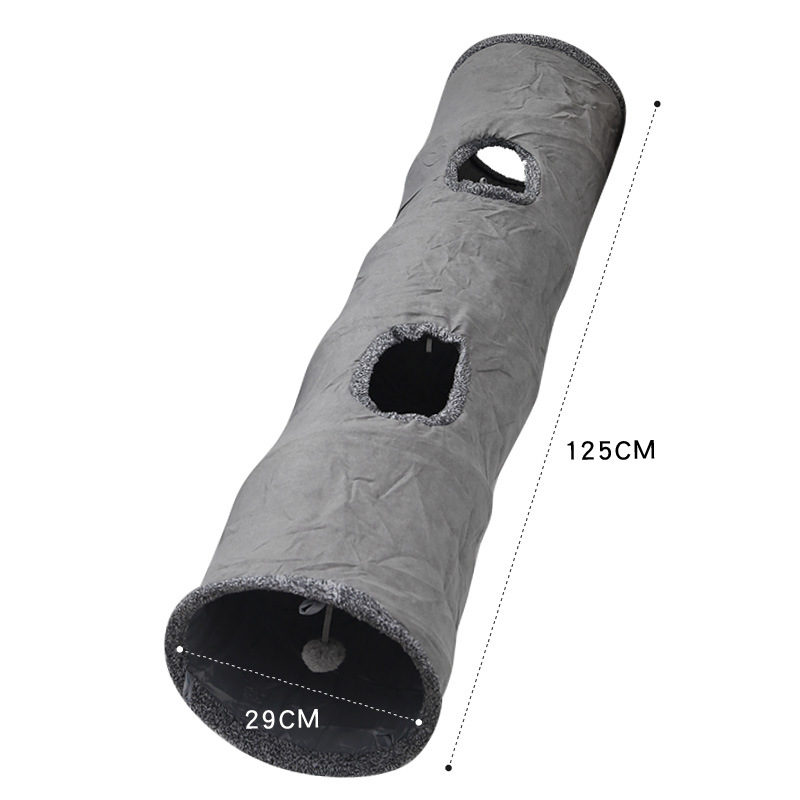 Suministros para mascotas Amazon nueva gamuza recta a través del gato Túnel de juguete túnel plegable auto-Hola gato de juguete