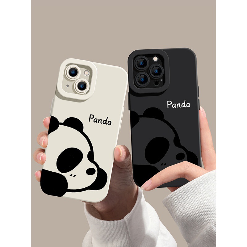 Suitable for Apple 17 Pro Max Phone Case, New iPhone 14 High-End Feel, 13 Pro Cartoon Black and White Panda Silicone