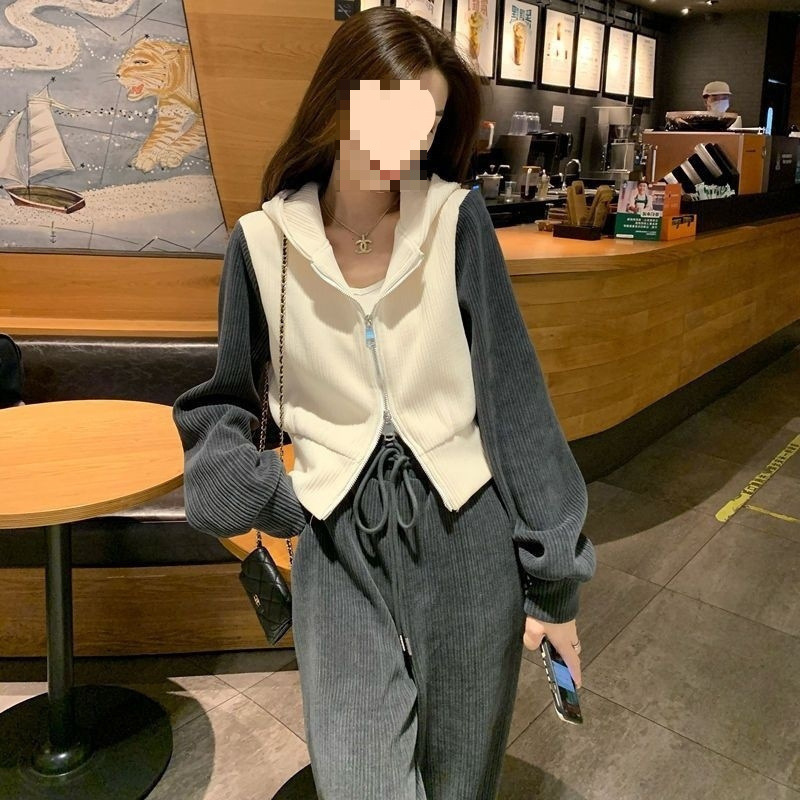 高级感卫衣运动服套装女秋季宽松显瘦小个子时尚阔腿裤休闲两件套|undefined