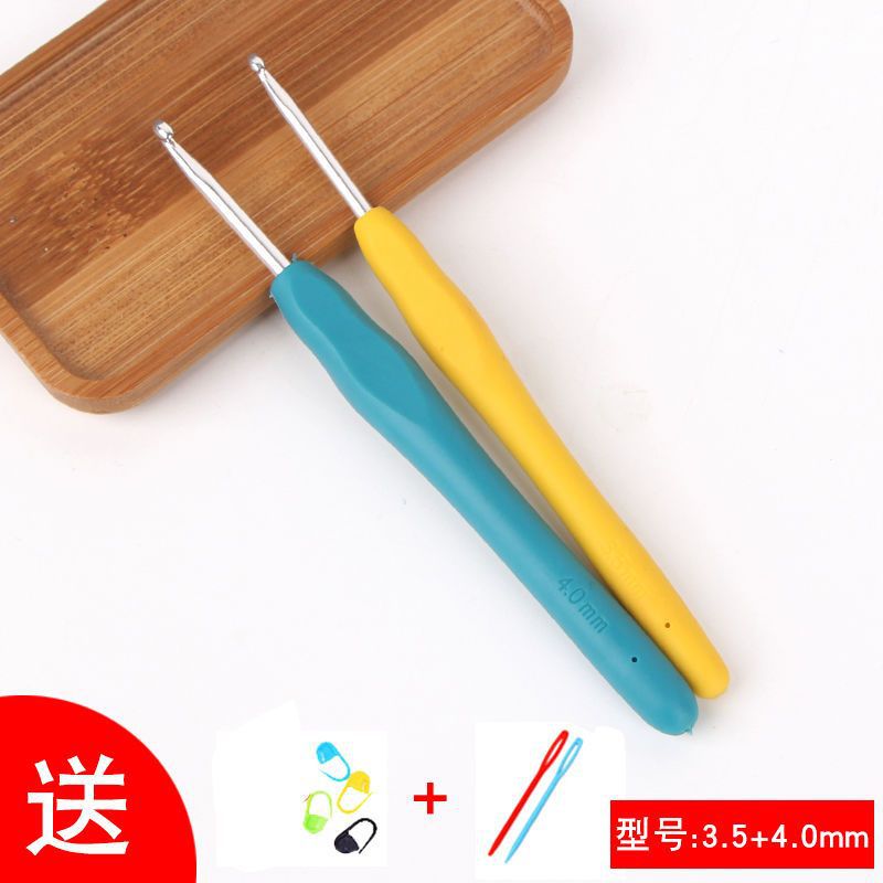 Traje de herramienta de ganchillo tejido a mano aguja de palo de lana marca de aguja hebilla aguja de giro con bolsa de almacenamiento aguja de gancho de aluminio