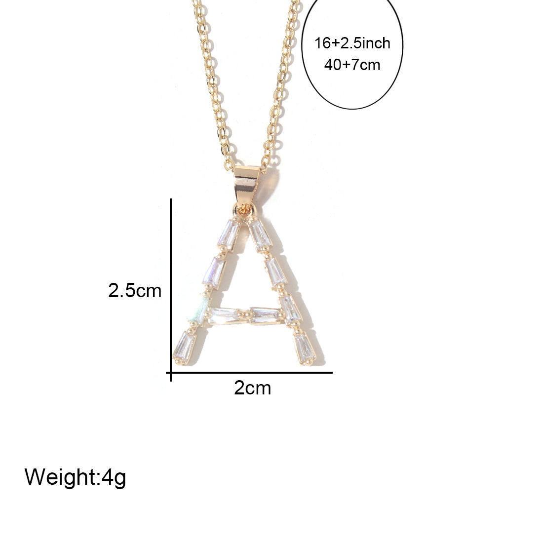 Fashion copper gold-plated zircon letter necklace female