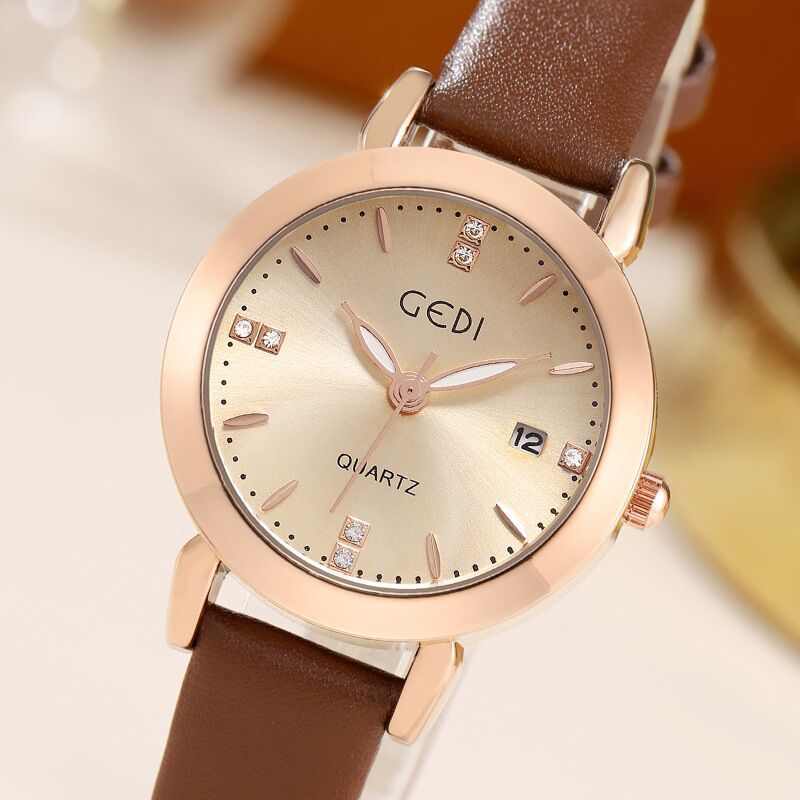 Gedi Women's Quartz Watch With Calendar Simple Luxurious Design_voghion.com