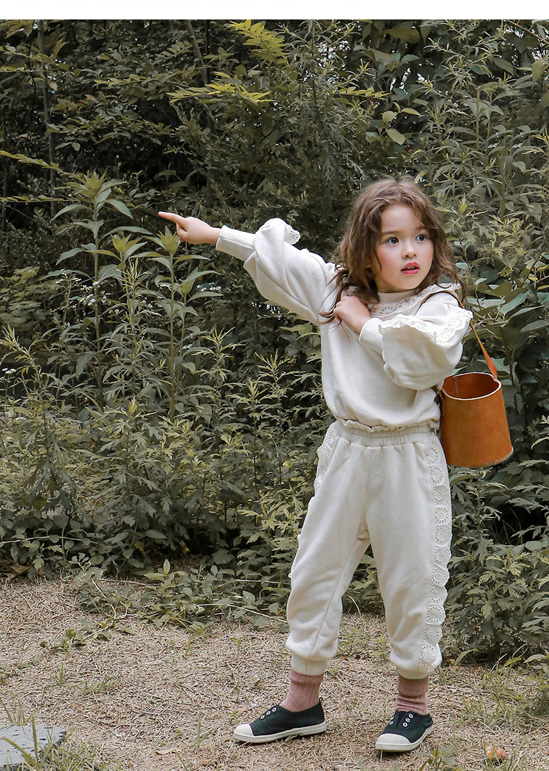 Abbigliamento per bambini Felpa con cappuccio a maniche lunghe pullover allentato in pizzo per bambina_voghion.com