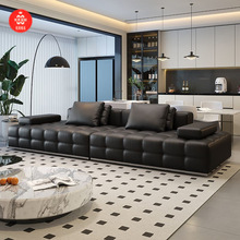 劳伦斯真皮沙发客厅办公室会客意式极简大户型全真皮沙发直排家具