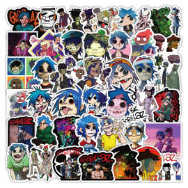 53张街头霸王涂鸦贴纸卡通动画人物行李箱笔记本防水切膜贴画批发