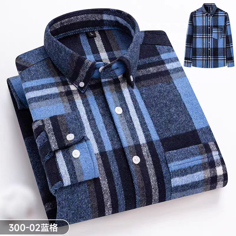[Aumentar el grosor] camisa de manga larga de primavera y otoño de hombre de moda casual camisa caliente de malla gruesa
