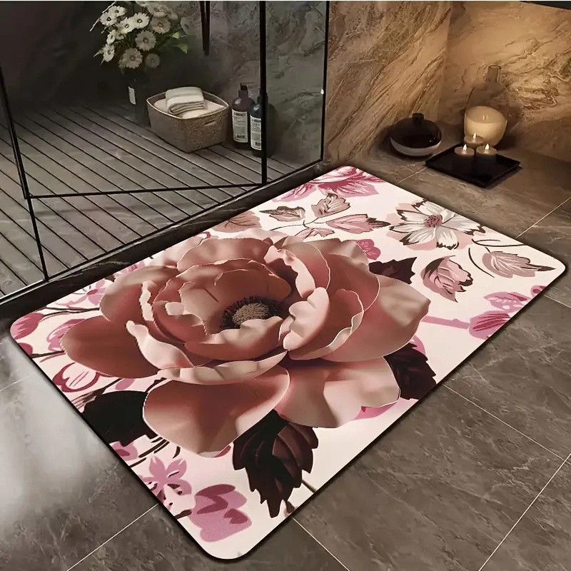 Tappeto bagno in terra di diatomee floreale antiscivolo_voghion.com