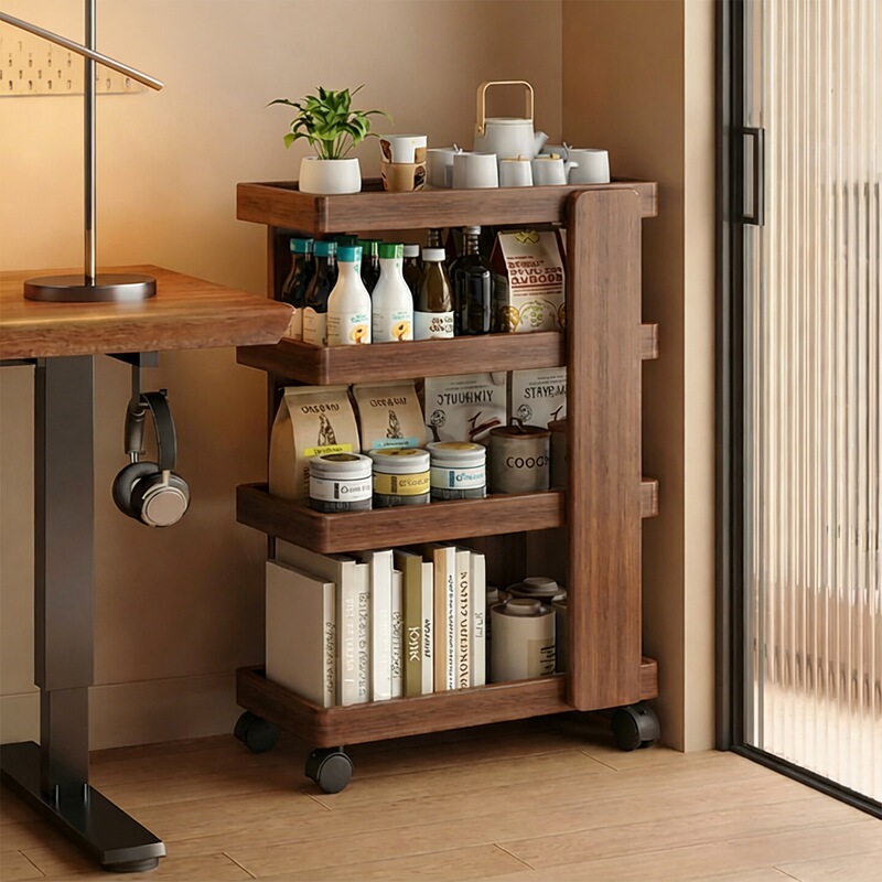Solid Wood Mobile Side Table, Sofa Side Coffee Table, Cabinet, Narrow Gap Trolley, Multi-Layer Storage Rack, Bedside Snack Storage Shelf Solid Wood Mobile Side Table, Sofa Side Coffee Table, Cabinet, Narrow Gap Trolley, Multi-Layer Storage Rack, Bedside Snack Storage Shelf